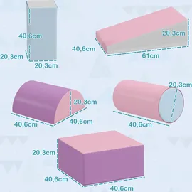 Homcom 5er-Set Schaumstoff Bausteine Riesenbausteine Bauklötze Bauspielzeug Schaumstoffblöcke für 1-3 Jahre alt Kinder Kunstleder EPE