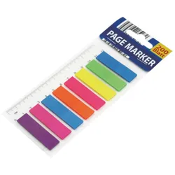 Global Partner Pagemarker Haftnotizen Klebezettel Markierstifte Indexstreifen Lesezeichen 8x25 Blatt je ca 45x12mm für Büro Schule