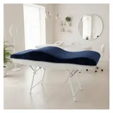 STM Company Massageliege Memory Foam Wellenmatratze für Kosmetikliege (180x60 cm / 190x70 cm, mit Veloursbezug), Anatomischer Lash Topper für Wimpern, PMU & Kosmetik blau 180x60 cm