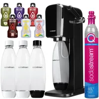 NEU Sodastream Art Wassersprudler Schwarz Set mit 3 Flaschen und 6 Sirups