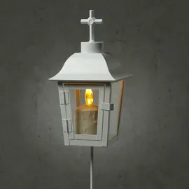 MARELIDA Laterne mit beiger LED Kerze | Grablampe mit 2 wechselbaren Spitzen/Erdspieß...