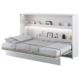 MEBLINI Schrankbett Bed Concept - Wandbett mit Lattenrost - Klappbett mit Schrank - Wandklappbett - Murphy Bed - Bettschrank - BC-05-120x200cm Horizontal - Weiß Matt mit Matratze