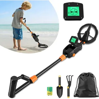lablanc Metalldetektor Kinder, Leichter Hand-Metalldetektor für Kinder, Anfänger Outdoor-Schatzsuche mit LCD-Display hochempfindlicher Metalldetektor mit Schaufel