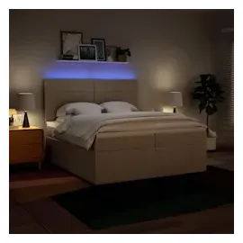 vidaXL Boxspringbett mit Matratze Creme 200x200 cm Stoff