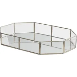 Dekotablett Glas / Edelstahl silber Spiegeleffekt 32 x 22 cm CHABRIS