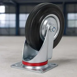 Wiltec Lenkrolle Ø100mm bis 70kg Tragkraft mit Gummirad ungebremst, leiser Lauf, Transportrolle Möbelrolle Laufrolle Möbel-Lenkrolle