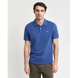 Gant für Herren. 2210 Pique Polo Regular Fit Schild blau (M), Lässig, Baumwolle, Kurzarm