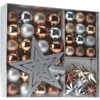 Spetebo Weihnachtsbaumschmuck Set - Kupfer Silber, - Shatterproof Weihnachtskugeln Bruchsicher - Tannenbaum Weihnachtsbaum Christbaum Zierschmuck