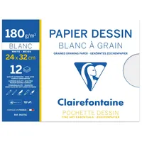 Clairefontaine 10x Gekörntes Zeichenpapier, 180g, 24x32 cm, weiß 96175C