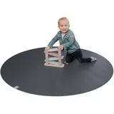 SanoSoft Krabbelmatte Rund, Made in Germany, Öko-Tex Anti-Rutsch Krabbelunterlage (120cm Rund, Grau,