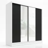 A&J MöbelLand Schwebetürenschrank SOLO 200 x 215 x 59,5 cm Weiß/Schwarz