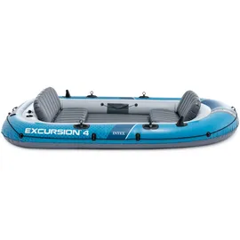 Intex Schlauchboot Excursion 4 Blau inkl. Pumpe und Alu-Paddel