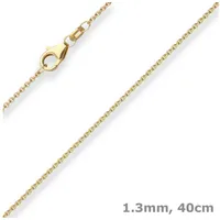 Schmuck Krone Goldkette 1,3mm Rund-Ankerkette aus 585 Gelbgold 40cm mit Zwischenöse, Gold 585 goldfarben