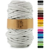 Netuno 1x Makramee Garn Hellgrau 9 mm 50 m Baumwollkordel mit Polyesterkern Dickes Garn Makramee Kordel aus Baumwolle Kordelband Naturkordel Makramee Kordel Makramee Faden Cotton Cord Macrame