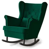 Beautysofa Schaukelsessel Fabio, mit Einbringung in die Wohnung (Holzbeine in Weiß, Buche oder Wenge Farbe) grün