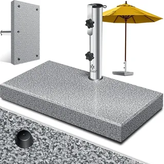 Kesser KESSER® Granit Sonnenschirmständer mit Edelstahlrohr, Hochwertiger Schirmständer Sockel 30KG - für Schirmstöcke bis 16-48 mm, Inkl. Transport Griff Garten Balkonschirmständer