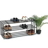 DanDiBo Ambiente Schuhregal Metall Schwarz 3 Ebenen 96552 Schuhablage Schuhständer Modern Stabil Massiv Schuhschrank Ablage