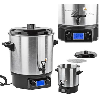 Denner-Edition – Edelstahl Einkochtopf Einkochautomat, Einkocher, 2000 w 27 l 30–100 Grad