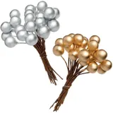 Baker Ross Künstliche Beeren in Gold und Silber (Packung mit 100 Stück), für Kinder Weihnachtshandwerk und Dekorationen, Schule, Basteln zu Hause, Bastelgruppen und Collagen