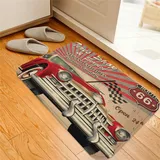 Badematte rutschfest Teppich,Autos, Reifen, Geschäft und Service, Route 66 Emblem, Werbung, Retro-Stil, Posterdruck, Sepia-Grau,Badezimmer Set Matte rutschfest WC-Vorleger 40 x 60 cm