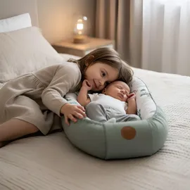 Totsy Baby Babynest babynestchen neugeborene 90 x 50 cm baby nestchen tragbar nest für bett kinder kuschelnest coccon für Jungen und Mädchen Teddybären