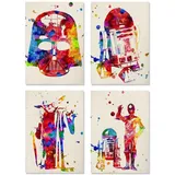 Nacnic POSTER set mit 4 star wars film darth vader, yoda, r2-d2 und c3po A4 Rahmenlos