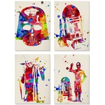 Nacnic POSTER set mit 4 star wars film darth vader, yoda, r2-d2 und c3po A4 Rahmenlos