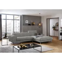 W.SCHILLIG Ecksofa piedroo, Designsofa mit tollem Sitzkomfort, bequem und elegant, L-Form, Kopfteilverstellung, wahlweise mit Sitztiefenverstellung, Breite 303cm grau