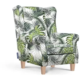 Konsimo Ohrensessel Miles Webstoff 82 x 105 x 97 cm Weiß