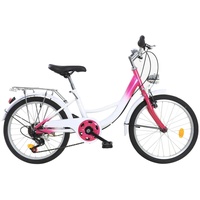 SABUIDDS 20 Zoll Premium City Bike, 6 Gang Damenfahrrad, Komfort Fahrrad für Jungen Mädchen Herren und Damen, Premium TrekkingBike mit Licht für Unterhaltung, Shopping oder Bewegung, Rosa und weiß