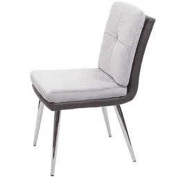 Mendler 6er-Set Esszimmerstuhl HWC-G48, Küchenstuhl Polsterstuhl Lehnstuhl, Kunstleder Samt grau