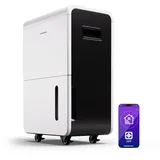 Klarstein Luftentfeuchter Elektrisch bis 90m2, Smart Luftentfeuchter für Wohnung, Bad & Keller, Luft-Entfeuchter Leise, Elektrischer Dehumidifier mit WLAN IoT App, Bautrockner mit 70 L Kapazität
