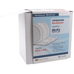 Holthaus Medical YPSIPOR Wundpflaster, sensitive, Aus Vlies gefertigte Wundpflaster, latexfrei, 1 Packung = 1 Rolle, Maße: 6 cm x 5 m
