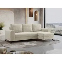 MKS MEBLE Ecksofa - L-Form Sofa mit Schlaffunktion - Wohnlandschaft L Form, Ecksofa mit Schlaffunktion und Bettkasten, Schlafsofa mit Bettkasten, Couch mit Schlaffunktion - Beige Axel