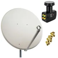 PremiumX 100cm Stahl hellgrau + Quad LNB