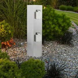 LEDINO Vierfachsteckdose Außen Wetterfeste Steckdose IP44 Stromsäule Garten, Edelstahl silber, HxLxB 39x9,2x10,8 cm, Terrasse