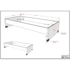 Vipack Halbhochbett SAM 90 x 200 cm Eiche Melamin Dekor weiß schwarz