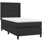 vidaXL Boxspringbett mit Matratze Schwarz 90x200 cm Kunstleder