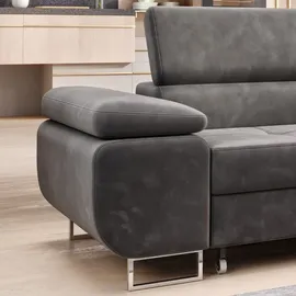 möbel punkt Ecksofa Samt 2-Sitzer Grau