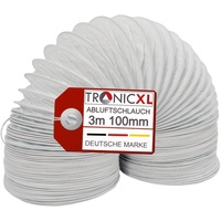 TronicXL Trocknerzubehör PVC Abluftschlauch 100 mm 3 m für Trockner Klimaanlage etc. I Schlauch für Abluft