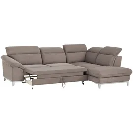 Mivano Livetastic Ecksofa, Taupe, Textil, 4-Sitzer, Ottomane links, L-Form, 293x232 cm, Made in EU, Schlafen auf Sitzhöhe, Wohnzimmer, Sofas / L-Form-Sofa mit Bett, verstellbaren Kopfstützen und / 293 x 84 x 232 / Mikrofaser, Braun