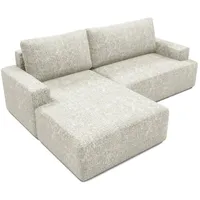 Deine Möbel 24 Wohnlandschaft LOCCO L 256 cm breit Ecksofa Sofa Wohnzimmer L-Couch Schenil-Stoff, Beige Blau-Grau Hellgrau Weiß 3 Teile, mit Schlaffunktion Bettfunktion weiß