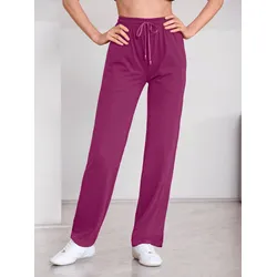 Sporthose CATAMARAN, Damen, Gr. 48/50, Normalgrößen, lila (schwarz, malve), 100% Baumwolle, unifarben, lang, Hosen