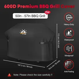 luxuskollektion Grillabdeckung 147 cm Polyurethan schwarz