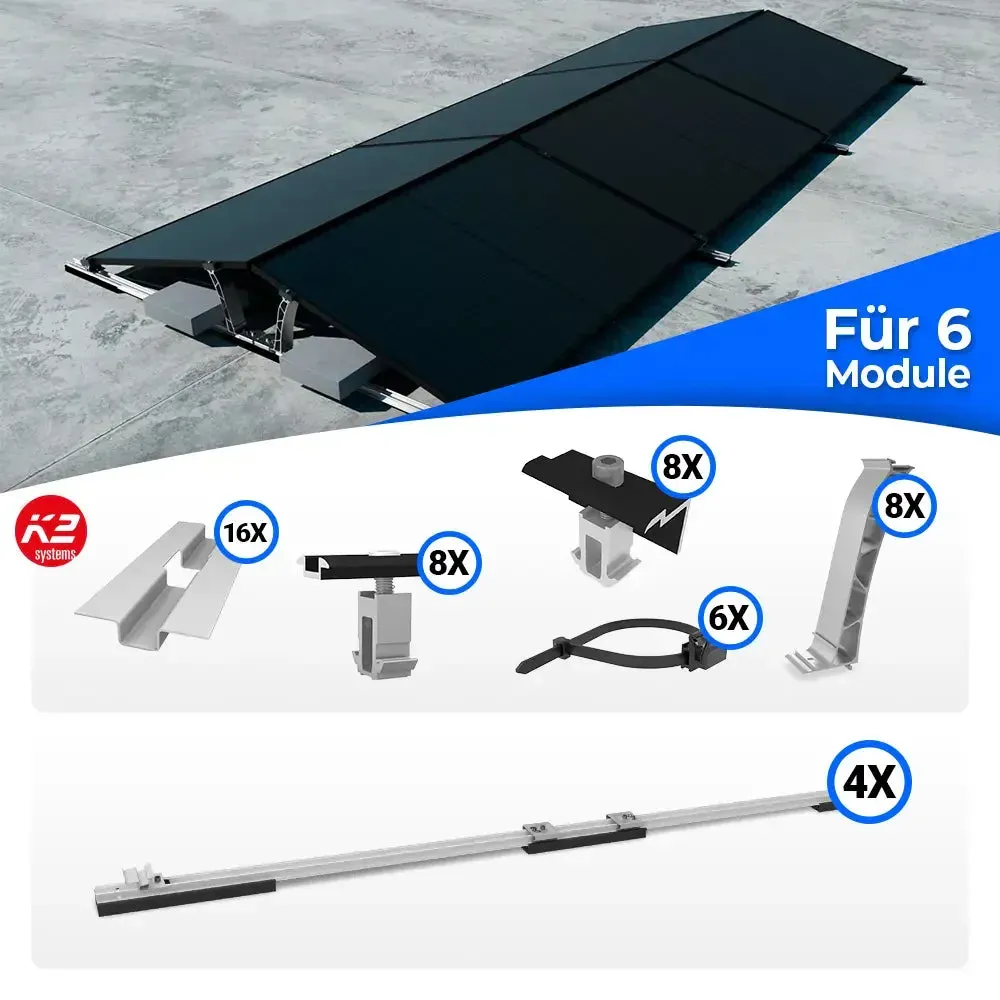 K2 Systems Flachdach Ost/West D-Dome Montageset für 6 Module - 0% MwSt. (Angebot gemäß § 12 Abs. 3 UStG)