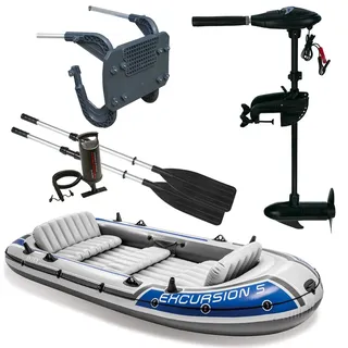 Intex Schlauchboot-Set - Excursion 5 inkl. Außenbordmotor & Befestigung