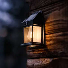 Lumiled Solar Wandleuchte Solarlampe Außenwandlampe mit Bewegungsmelder Warmweiß 3000K Außen Sicherheitslampe Gartenleuchte Wegbeleuchtung IP44