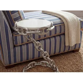 FineBuy FineBuy, Beistelltisch Beistelltisch Kettengestell Marmor Platte weiss Wohnzimmertisch Couchtisch rund