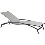 Diamond Garden Liege VALENCIA, Edelstahl Dunkelgrau / Sunproof Sling Silber/Weiß, Alu-Armlehnen