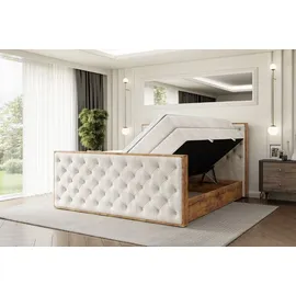 altdecor Boxspringbett 180 x 200 cm H3 Beige/Weiß